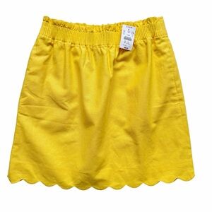 J. Crew Skirt NEW Yellow Scalloped Hem Linen Blend Pockets Lined Size 4 NWT